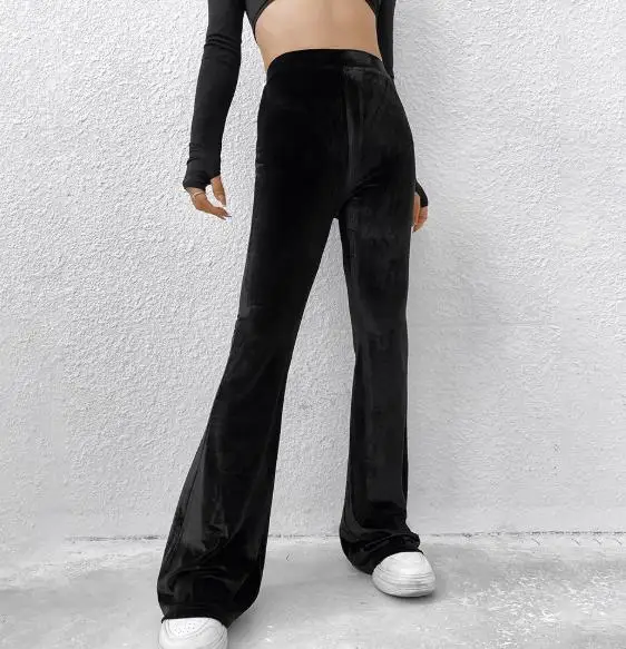 2026 autumn and winter new women's clothing high waisted slim and comfortable micro flared pants velvet casual pants
