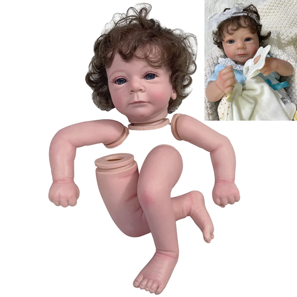 

19Inch Already Painted Reborn Doll Kit Felicia Unassembled Detains Veins Doll Parts With Cloth Body and Eyes Hand-rooted Hair