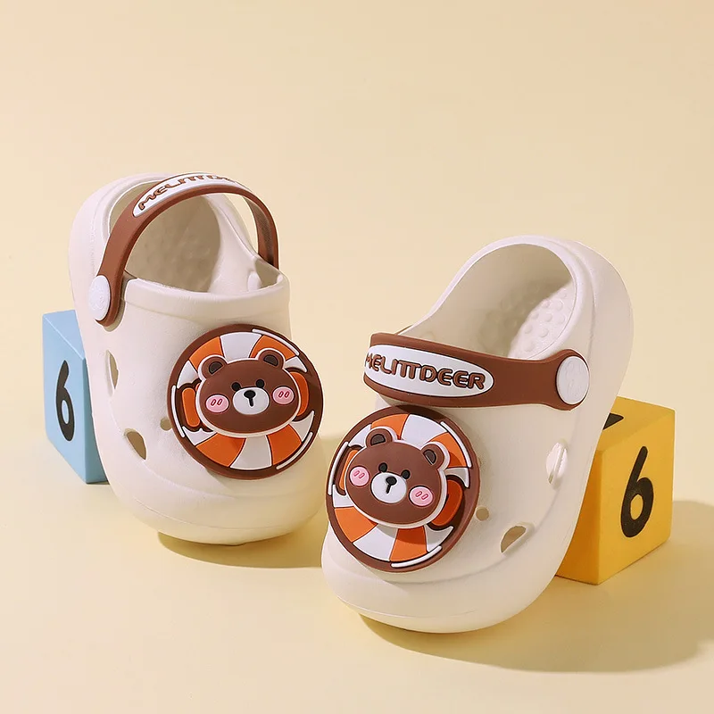 

Children's Cave Shoes, Summer Cartoon Bears, Cute Baby Slippers, Boys, Girls, Breathable, Non-slip, Windmill Flip Flops