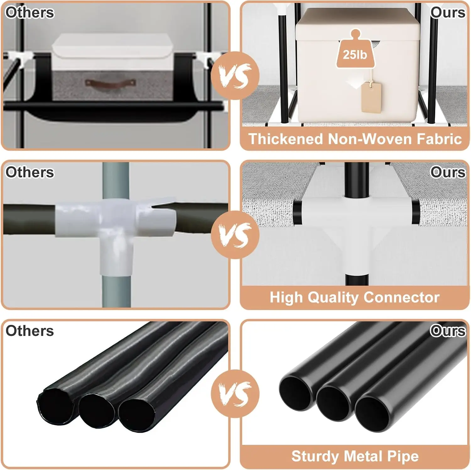 خزانة محمولة لتعليق الملابس، خزانة ملابس محمولة بسعة كبيرة 67 بوصة مع غطاء 4 أرفف تخزين و4 تعليق #6