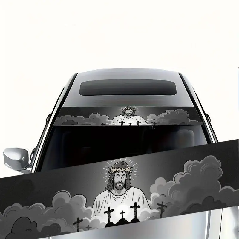 

1 piece of crucifixion scene window sticker, eye-catching religious car decal, waterproof and durable car decoration, universal