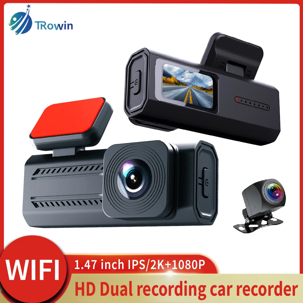 1.47Inch 2Channels UHD 2K dash cam car DVR WiFi Front rear Time-lapse recording Wide angle night vision loop recording