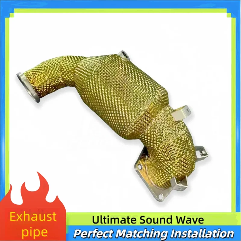 

High Flow Gold Insulated Downspout Exhaust Head for Hyundai Elantra N 2.0T 2021-2025 SS304 Power Upgrade Without Engine Failure