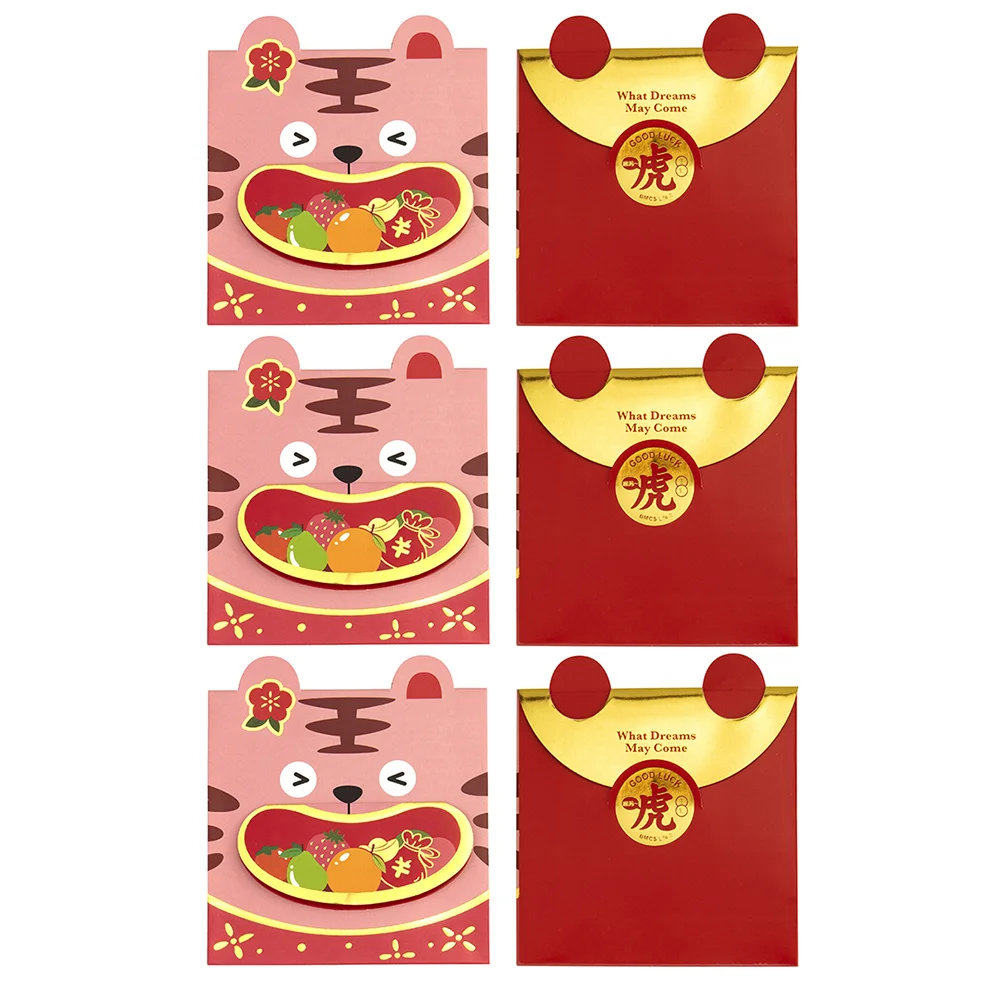 

6 Pcs Red Envelope Monetary Gift Spring Festival Money Envelopes 2022 Pocket Paper Blessing