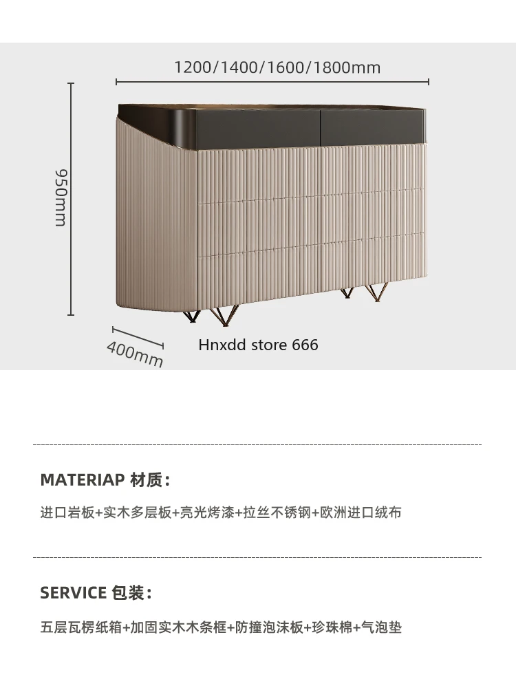 Italian light luxury high-end modern simple rock slab storage cabinet image 4