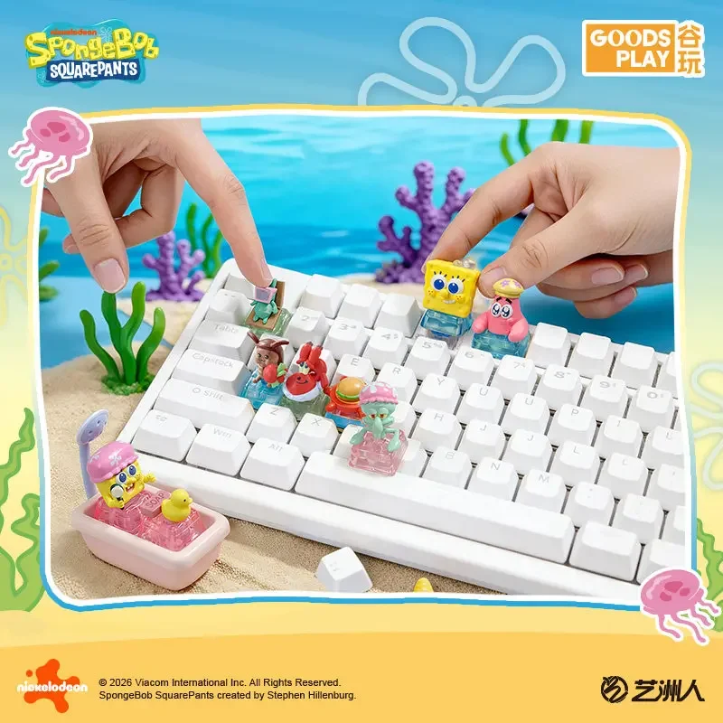 Spongebob Squarepants 3d Keycap Blind Box Genuine Official Movie Peripheral Mr Krabs Squidward Figurine For Mechanical Keyboard