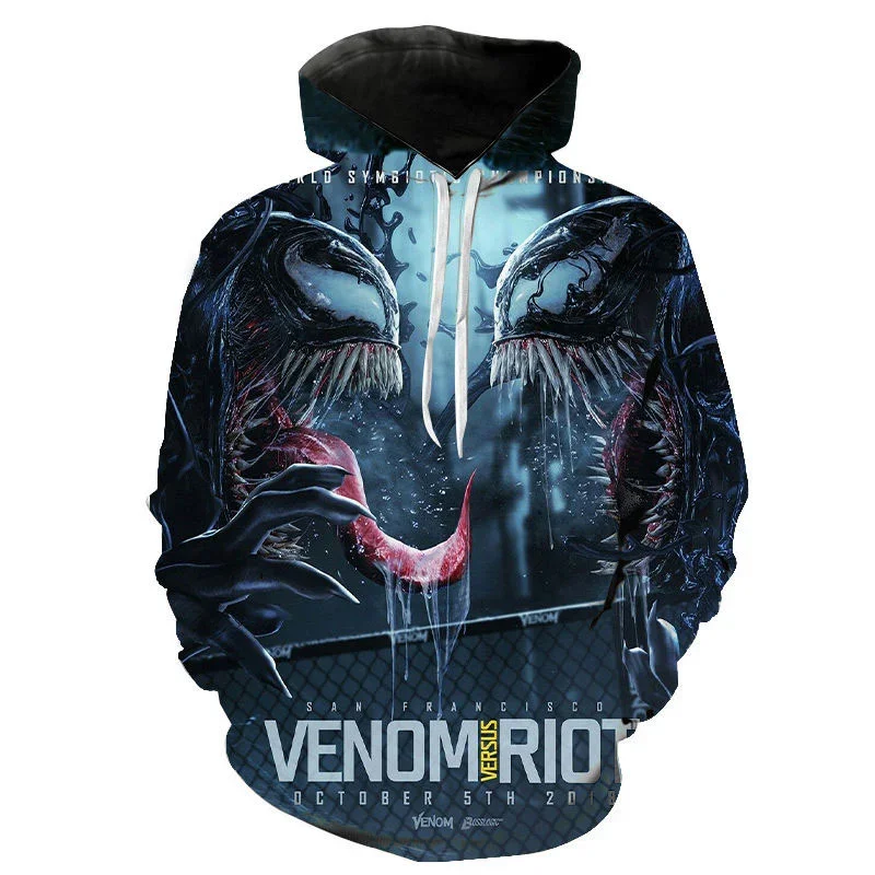 Venom Men's Hoodie Oversized Pullover 3D Printing Marvel Men's Clothing Fashion Casual Men's Hoodie Autumn New Men's Clothing