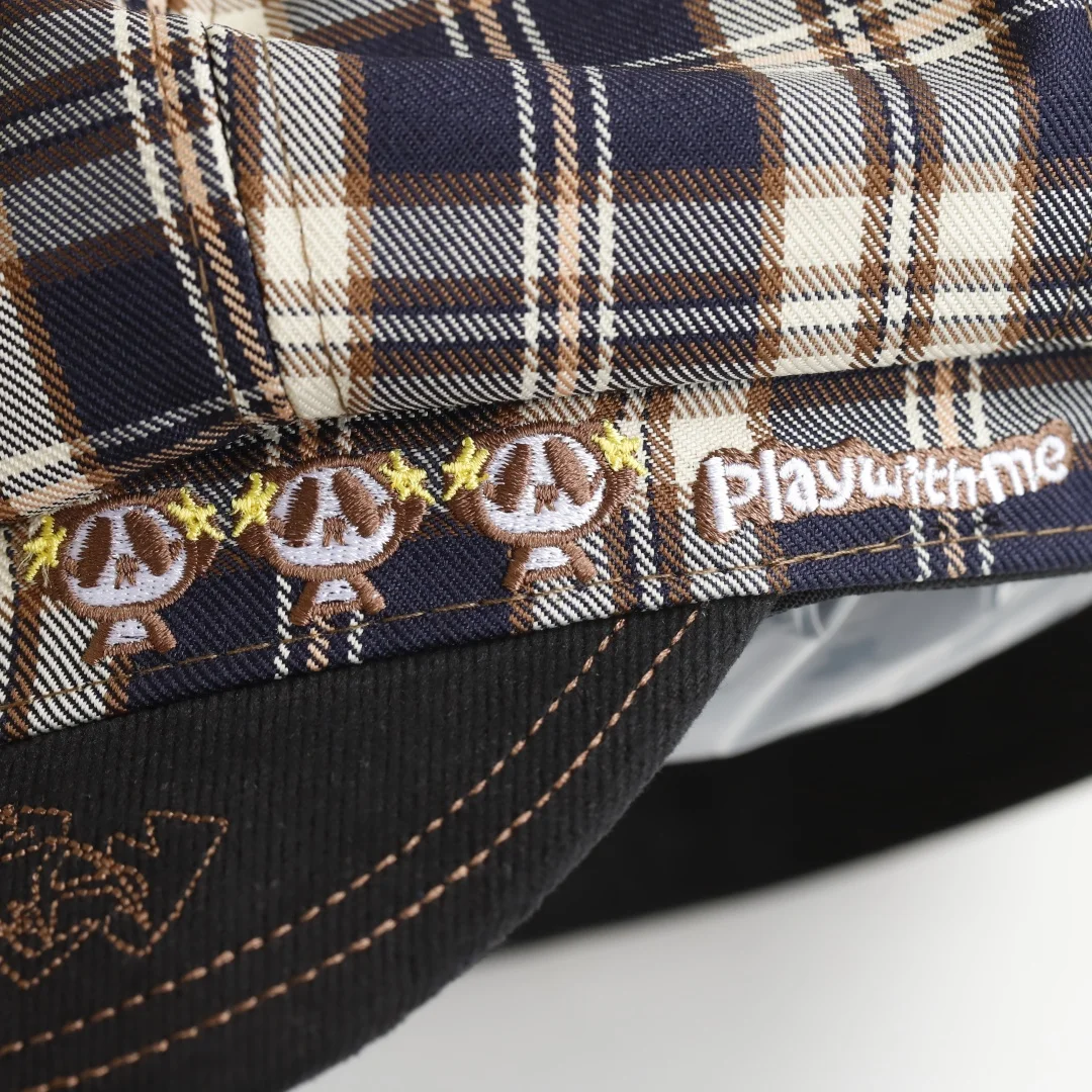 2026 new Sweet Korean Style Plaid Beret Hat Keep Warm Lattice Women Painter Hat Small Fragrant Style Women Octagonal Cap Outdoor