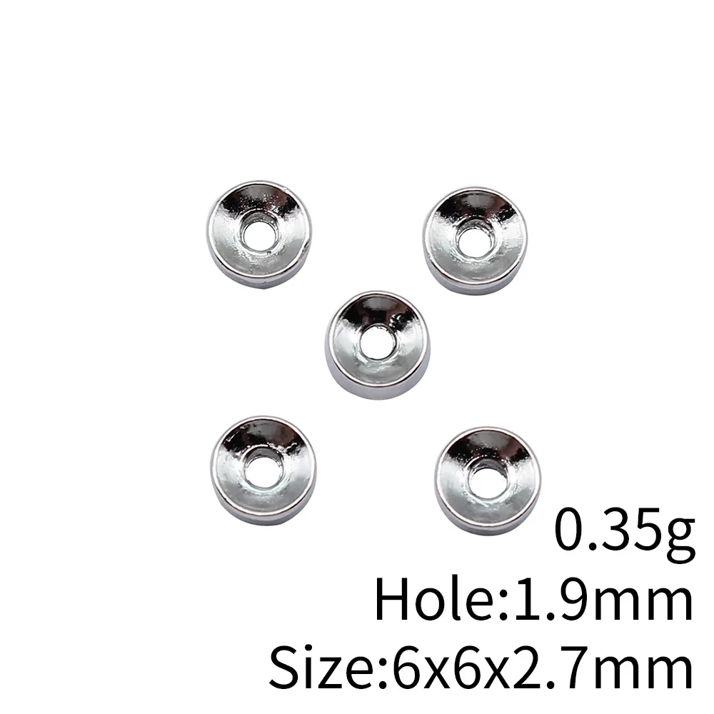 WYSIWYG 100pcs Rhodium Color & KC Gold Color 4x4x2mm/6x6x2.7mm/8x8x2.8mm Round Small Hole Beads Spacer Beads For Jewelry Making