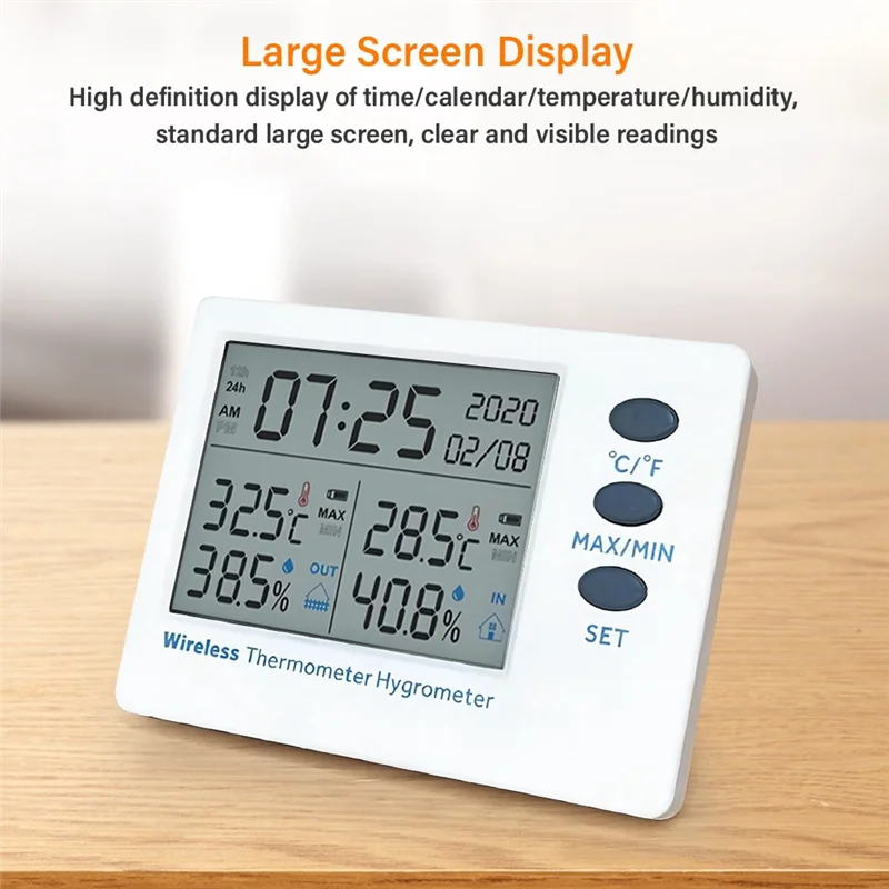 -A90P Wifi Wireless Thermometer Hygrometer Indoor Outdoor Digital Temperature Humidity Meter Large Screen Electronic Time