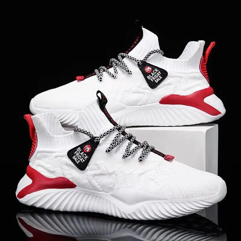 Men's Sock Sneakers Lace Up Breathable Knit Comfortable Lightweight Walking Shoes Thick Sole Daily Shoes view 2