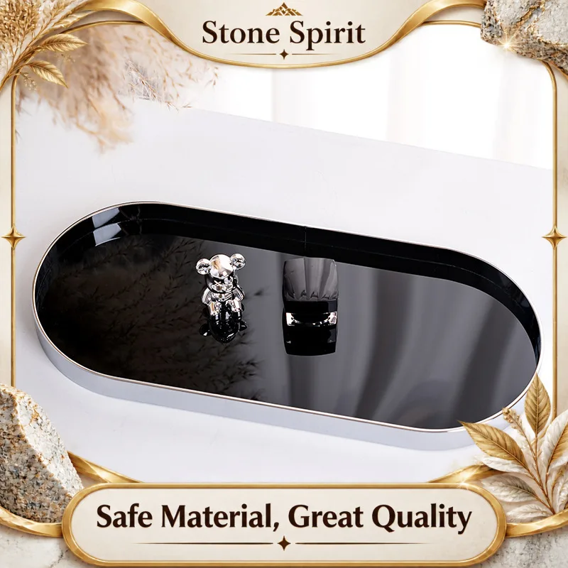 【Premium】Nordic Minimalist Oval Tray Desktop Acrylic Storage Tray Makeup Entrance Decoration Watch Storage Trays Home Decoration