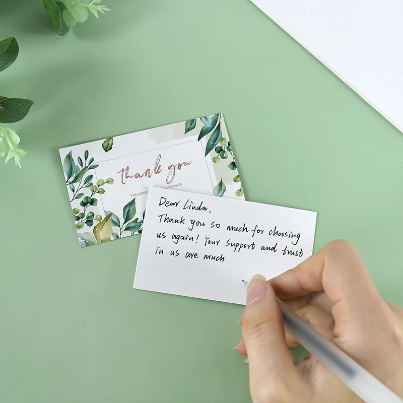 50pcs Customized Leaf White Green Eucalyptus Wedding Engagement Banquet Thank You Card Meal Plate Card Process Reminder cards