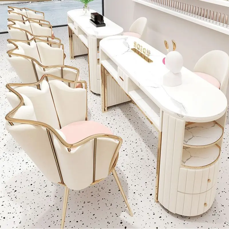 Modern Minimalist Manicure Table and Chair Set Salon Furniture Light Luxury Beauty Salon Nail Tables Household Nail Makeup Table