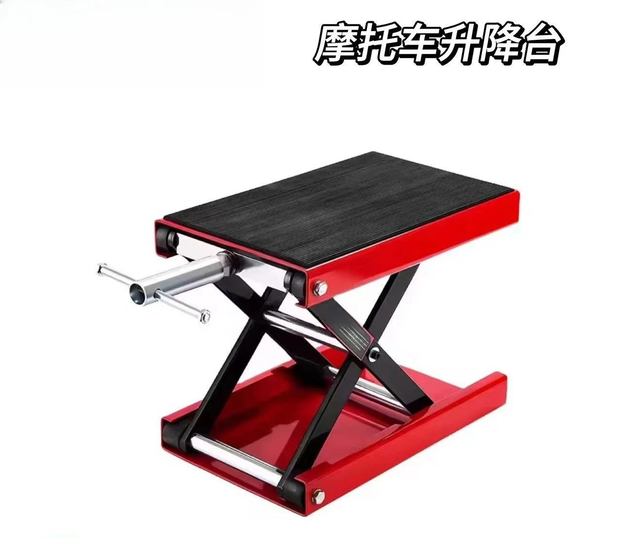 1100 LB Capacity Motorcycle Lift - Scissor Jack with Hand Crank & Dolly, Center Hoist Stand for Maintenance