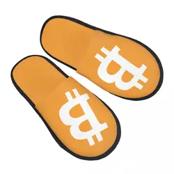 Custom Print Women Bitcoin House Slippers Cozy Warm BTC Cryptocurrency Memory Foam Fluffy Slipper Indoor Outdoor Shoes