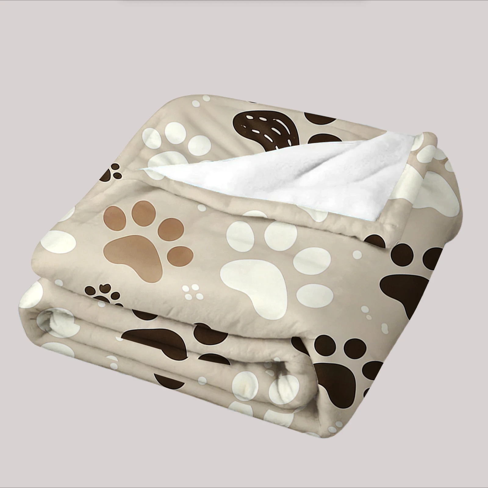 Paw Print Charm Christmas Fleece Throw Blanket Soft Warm Cozy Xmas Home Decor for Bed Sofa Couch Holiday Present - view 6