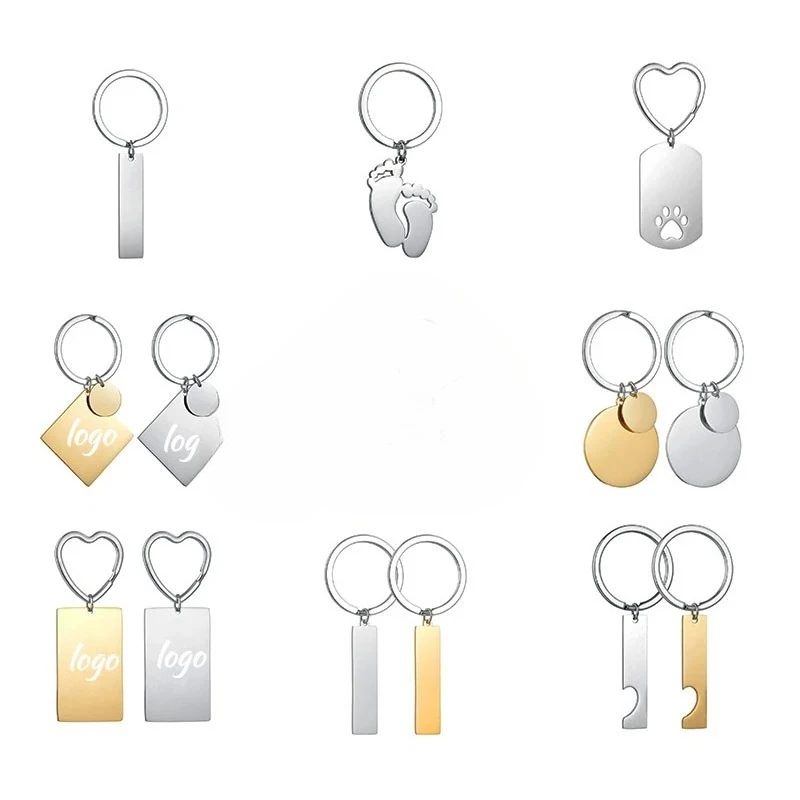 Portachiavi in acciaio inossidabile con logo personalizzato con cuore rotondo e diamante per la famiglia degli amanti. Portachiavi in metallo Personalizza portachiavi laser