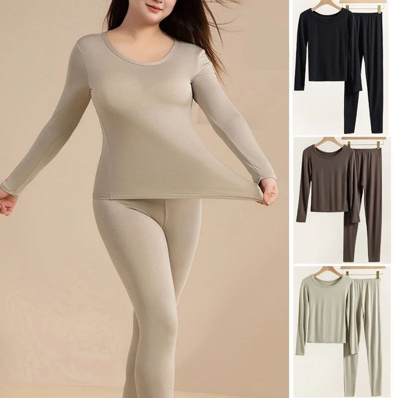 1pcs Women Autumn Long Johns T-shirt Thin Thermal Underwear Set Women's Plus Size Round Neck Slim fit warm Underwear