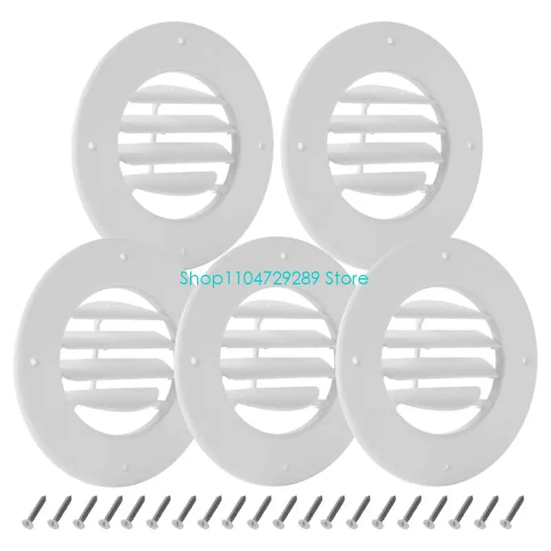 D8KE Travel Trailer Ceiling Vent Cover, Adjustable White ABS Round Register for Directing Interior Air at Ceiling Vent Openings