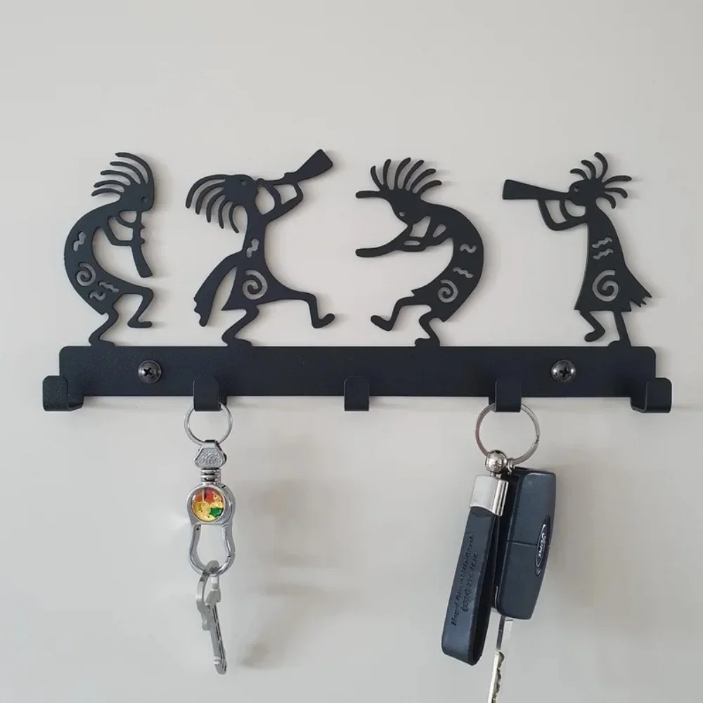Wall Mounted Coat Rack, Wall Hooks, Clothes Hangers, Vintage Black Metal Key Holder, Wall Hanger For Hanging Coats Hats Artwork