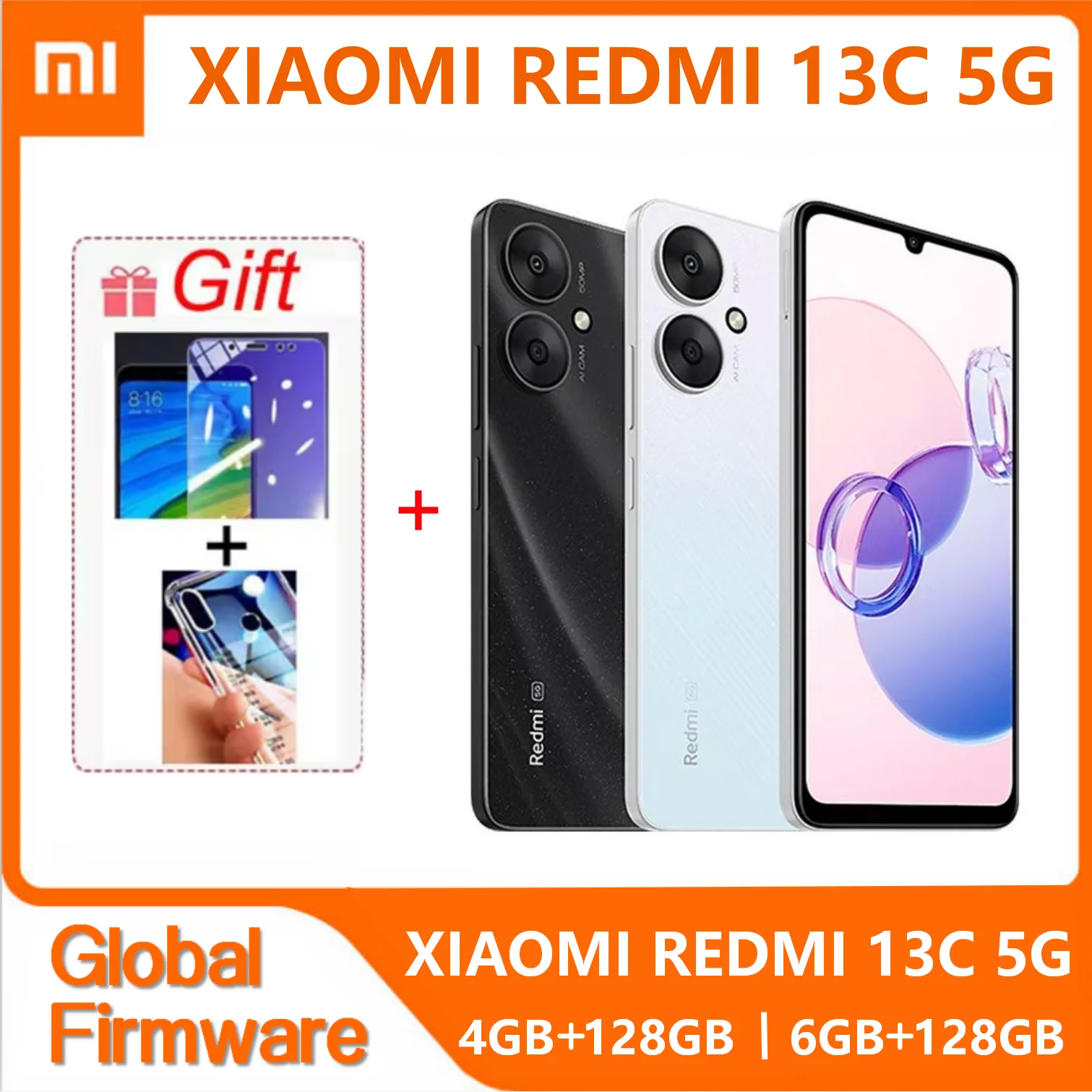 هاتف ذكي Redmi 13C 5G أصلي 4GB/6GB 128GB 5000mAh الأبعاد 6100+ 6.74 بوصة شاشة كبيرة جدًا 50MP + 5MP AI كاميرا 18 وات