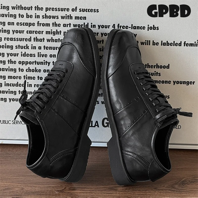 

GPBD De Training Men's 2025 Autumn New Fashion and Trendy Casual Board Shoes, Thick-soled Men's British Commuter Single Shoes