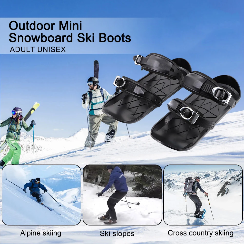 Mini Short Ski Skates Adjustable Portable Skiing Shoes Mini Ski Snowblades Snowboarding Shoes for Winter Outdoor Sports