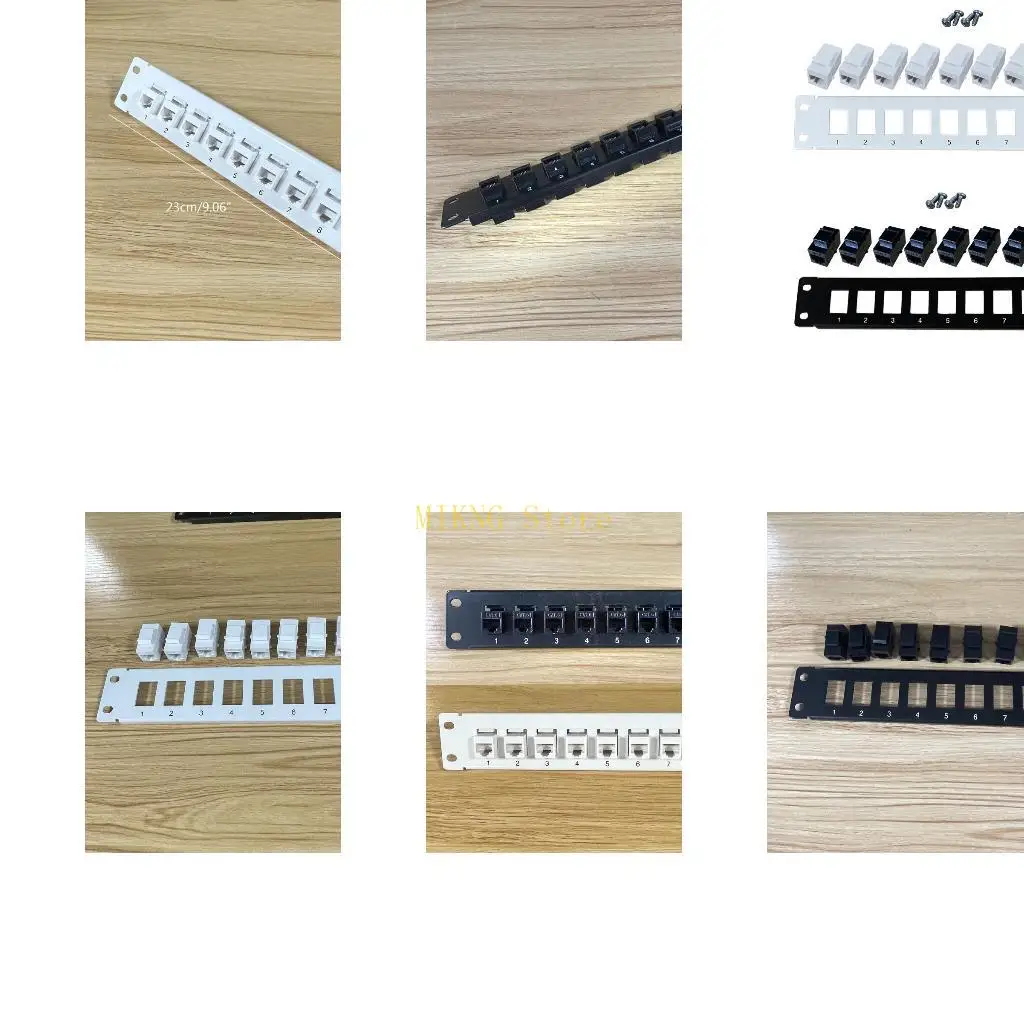 8 Port Straight-through CAT6 Patch Panel RJ45 Cable Adapter Keystone Ethernet Distribution Frame UTP 19in best sale
