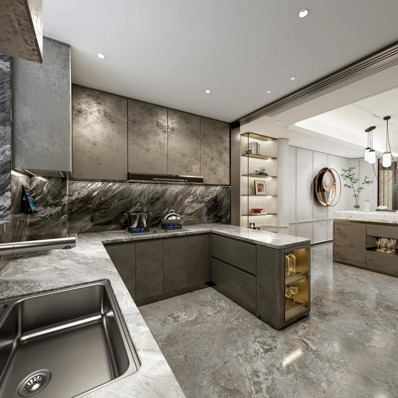 فيلا حديثة مجموعة كاملة من الأثاث تصميم داخلي مخصص وديكور غرفة المعيشة والمطبخ وغرفة النوم والحمام