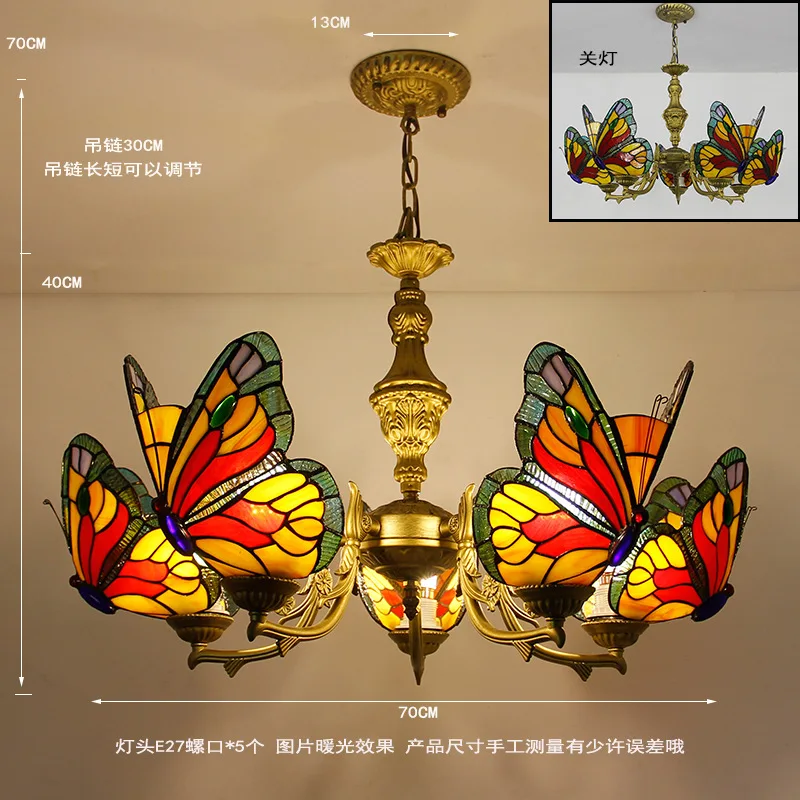 

European and American Retro Butterfly Chandelier Bedroom Restaurant Lamp Bar Cafe Creative Personality Club KTV Bar Lamp