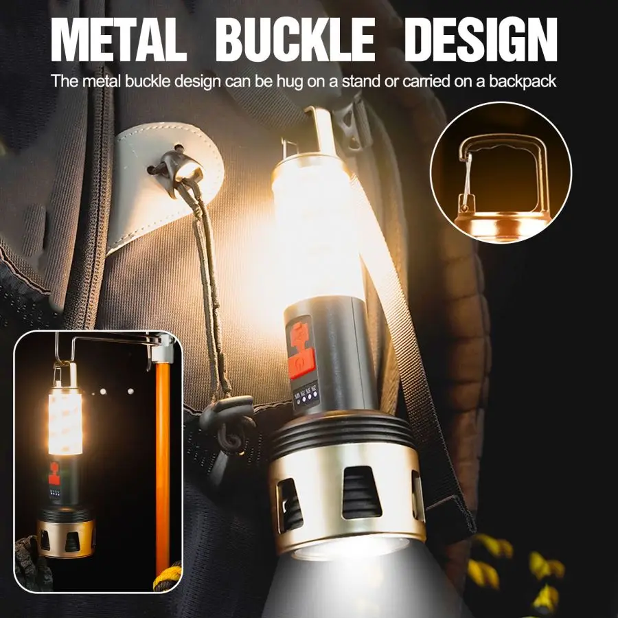 Powerful Rechargeable 4 Modes LED Flashlight Multifunctional Work Light Waterproof Torch Camping Flashlight Super Bright