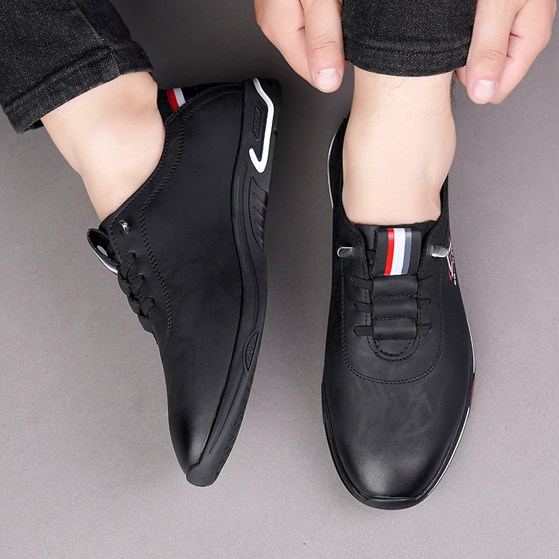 Classic Brand Men's Leather Casual Shoes Soft Soles Soft Surfaces Office Sports Shoes Men's Flat Oxford Shoes Versatile Sneakers
