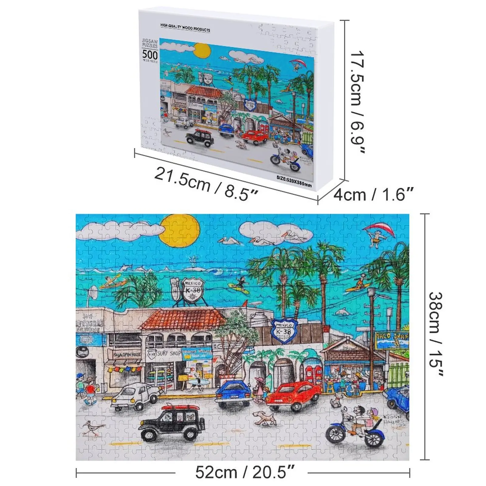 K-38 quebra-cabeça de loja de surf, nome de madeira, foto personalizada, nome de presente, brinquedo de madeira, quebra-cabeça de foto