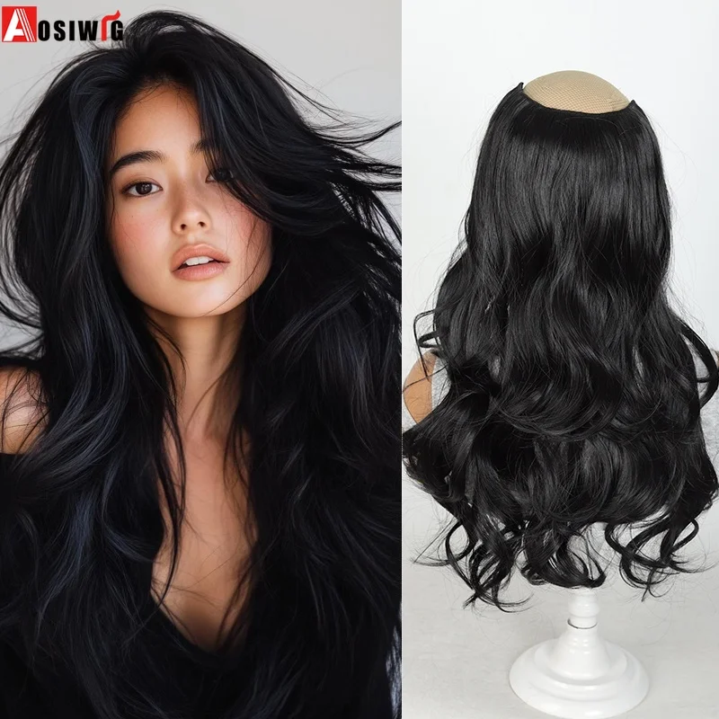 

Накладные волосы на заколках, длинные волнистые, невидимые, черные, мягкие, из синтетического волокна, для повседневного использования женщинами