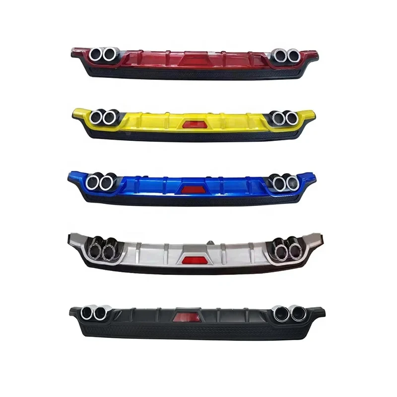 High Quality Universal ABS Plastic Black Silver Rear Bumper Diffuser Lip With Exhaust Tip Racing Exterior Modification Accessori view 4