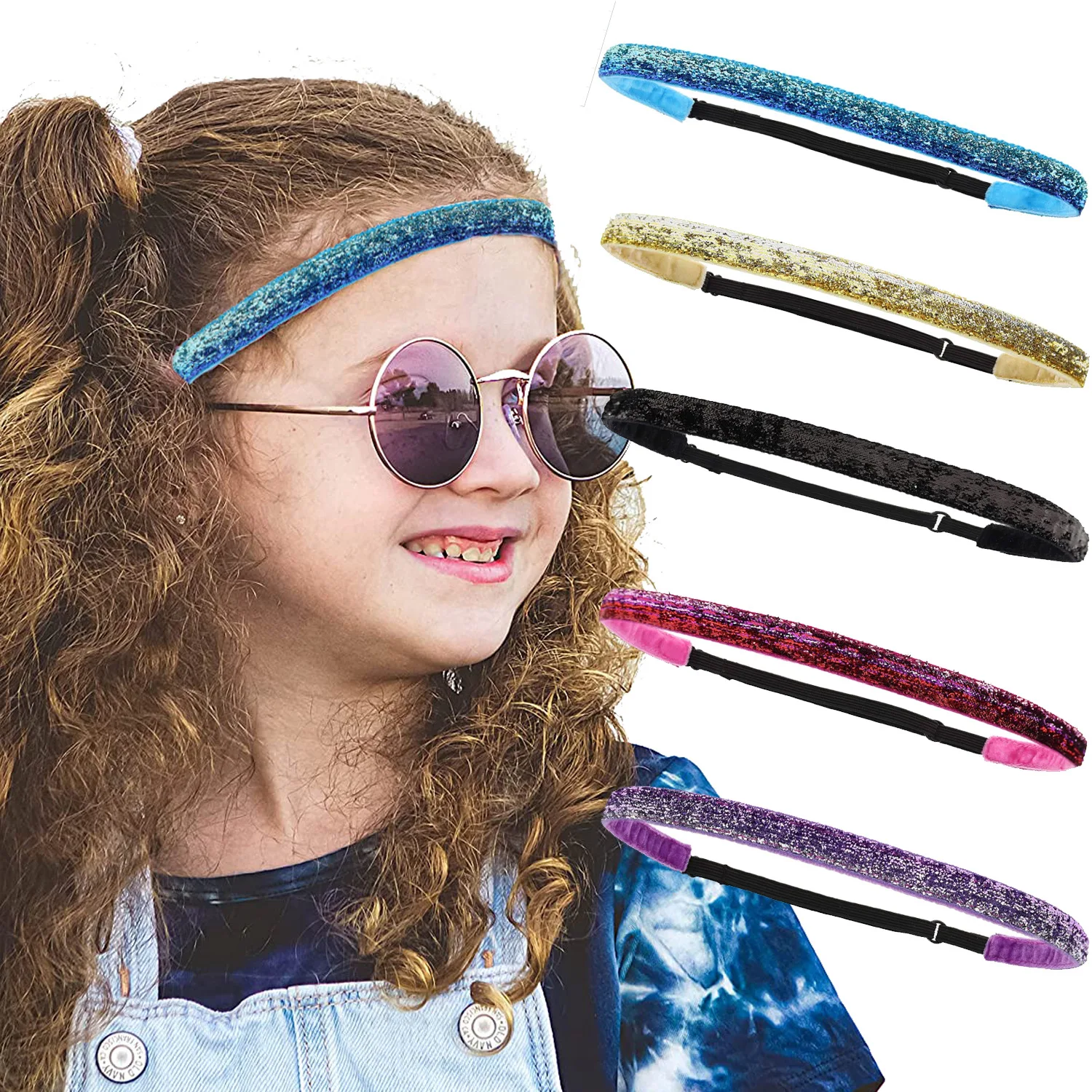 

Повязка на голову с пайетками, женская спортивная эластичная повязка из бархата с блестками, аксессуар для волос