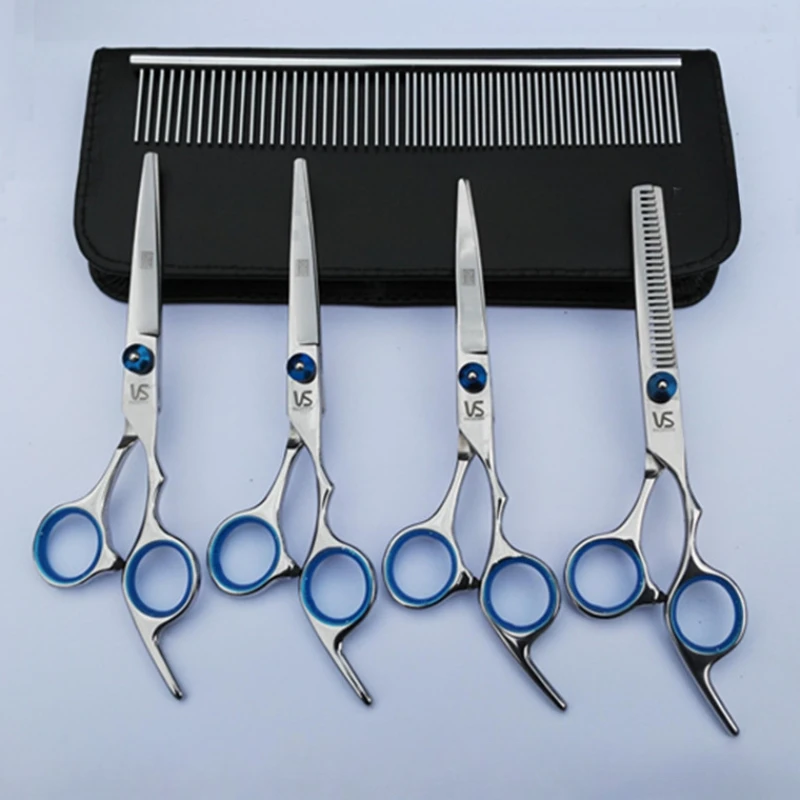 Pet Grooming Scissors 6 Inch Dog Upturned Downturned Straight Curved Hair Clipper Thinning Scissors Tools Dental Clippers