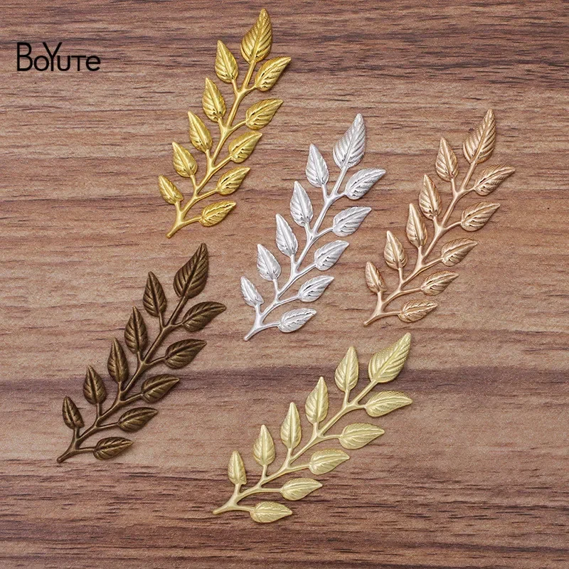 BoYuTe (50 Pieces/Lot) Metal Brass Stamping 19*64MM Olive Leaf Branch Jewelry Accessories Diy Hand Made Materials Wholesale