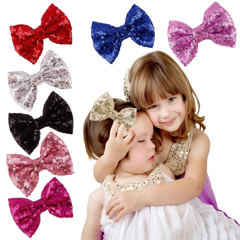 New Cute 1PCS Bow Shining Butterfly Hair Clip Sequin Bow Baby Toddler Kids Head Hair Acessories for Girls Brithday Gift