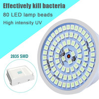 E27 MR16 GU10 LED Ultraviolet disinfection Light Indoor Home UV Germicidal Lamp Ozone Sterilizer Lampara 220V 80 LEDs UVC
