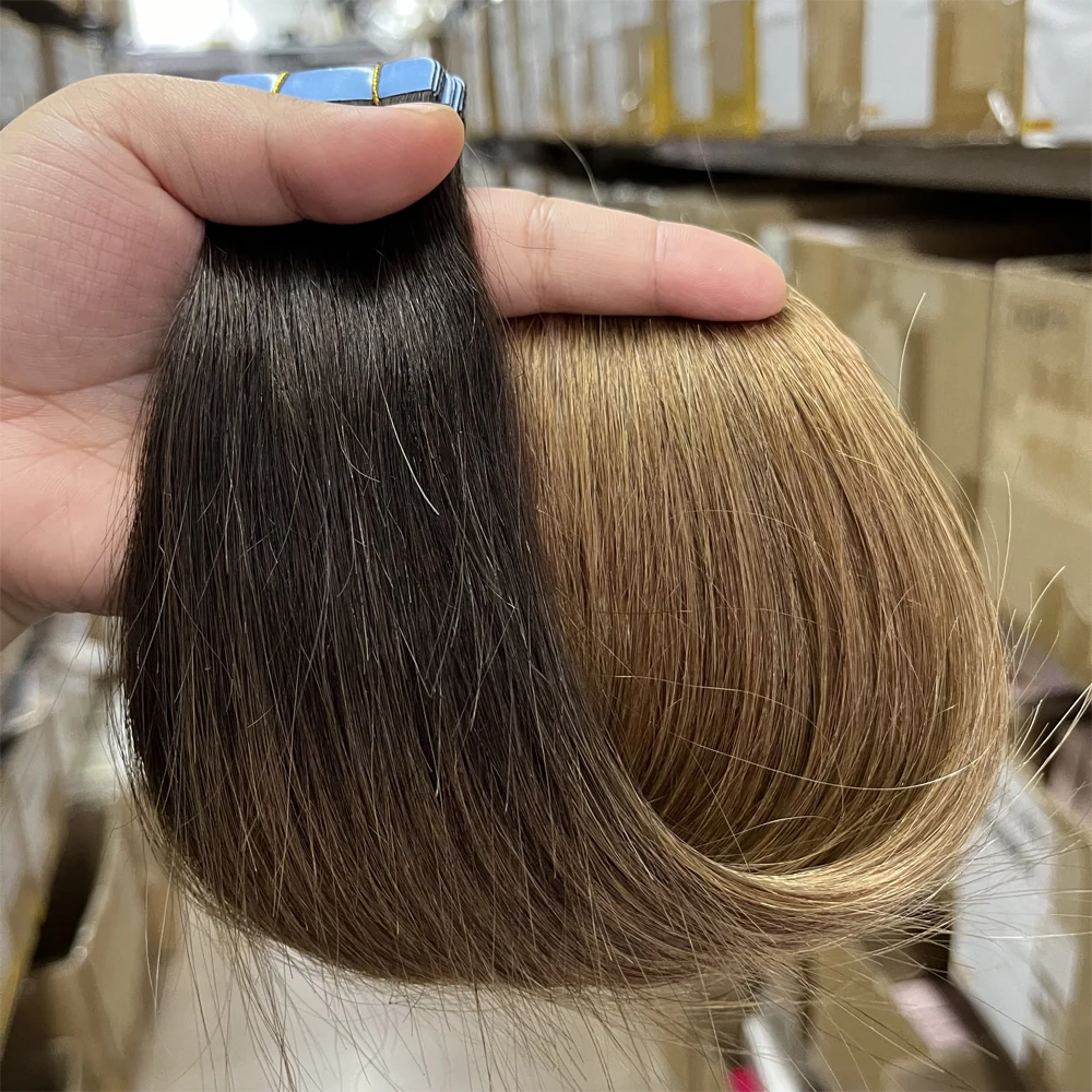 T2-6 # الشريط في وصلات الشعر شعر الإنسان الشعر البرازيلي 100% وصلات شعر بشري 20 قطعة طبيعي مستقيم للنساء 30 جرام/الحزمة #5