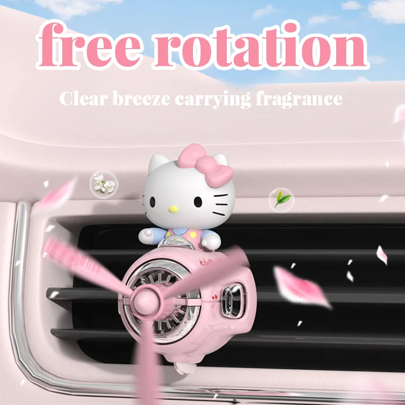 Hello Kitty Kuromi Aroma Odorless Car Accessories Interor Decorations Inside Ornament Plane Car Air Fresheners Vent Clip