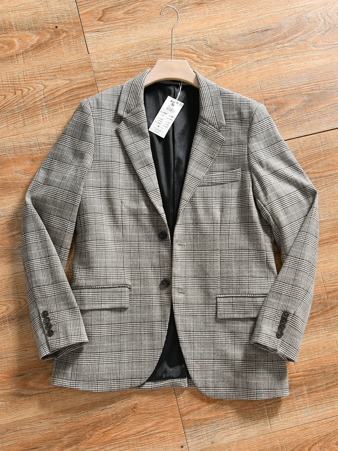 Men's Business Casual Plaid Suit Autumn Winter Standard Fit Long Sleeve Breathable Warm Polyester Blend Single Breasted Jacket