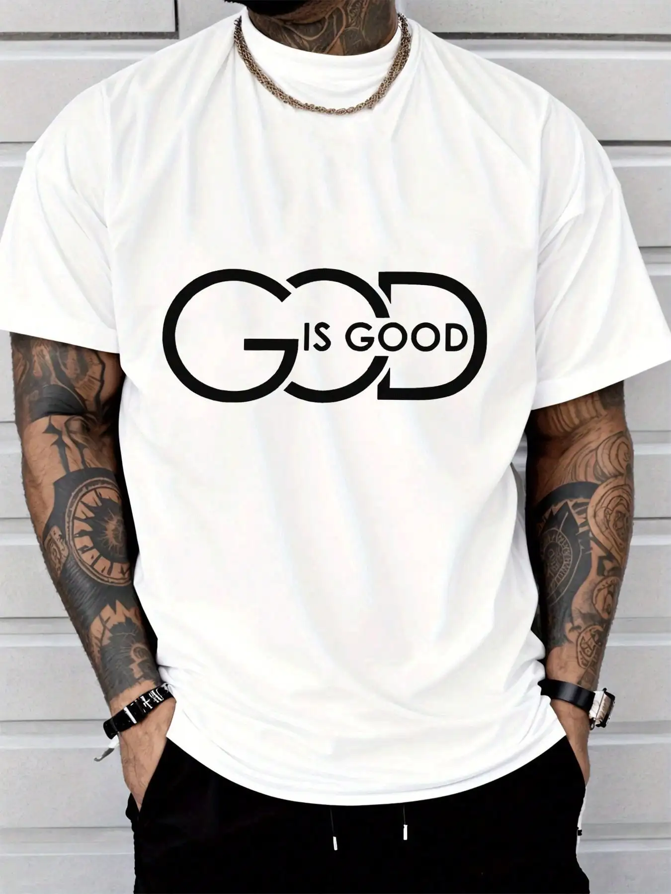 GOD IS GOOD Christian Faith Men's T-Shirt Inspirational Religious Graphic T-Shirt Thick/Durable Print, Colorfast Breathable , Resistant Short Sleeve