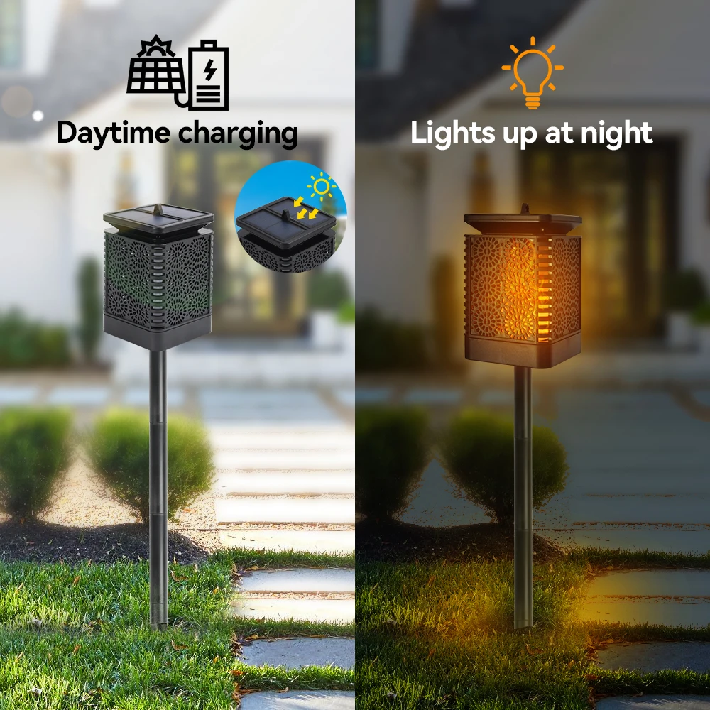 Solar Lantern Light Outdoor IP65 Waterproof LED Garden Pathway Decoration Garden Lights Camping Lawn Atmosphere Candle Light New