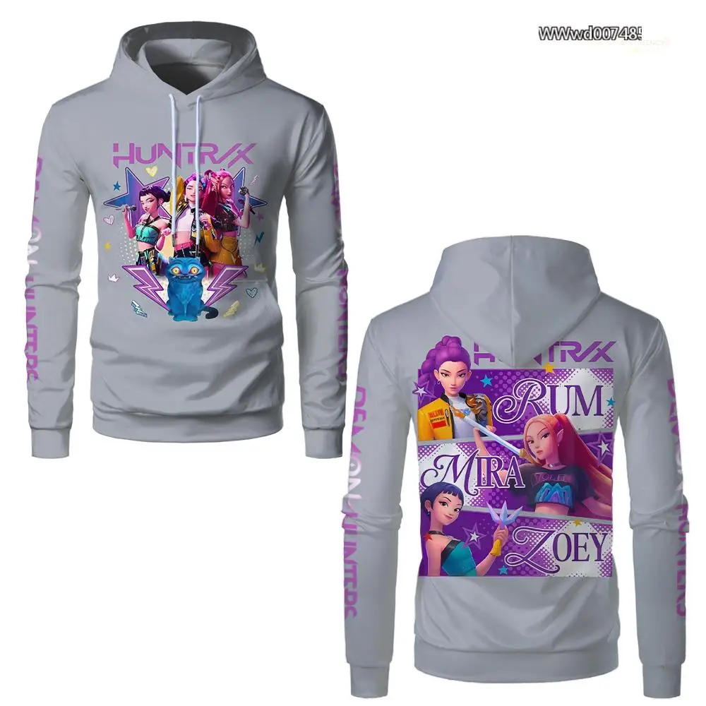 Kpop Demon Hunter Graphic Hoodies Fashion Harajuku Style Unisex Casual Long-sleeved Sweatshirts Cartoon Pattern Y2k Streetwear