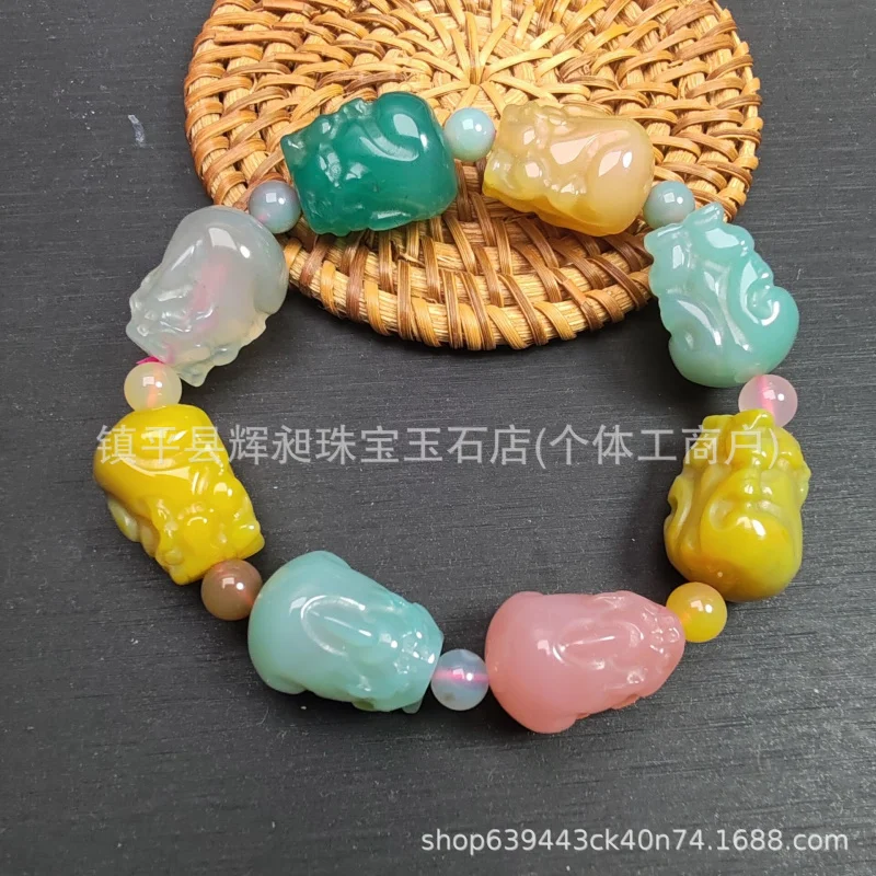 

Разноцветный браслет Pixiu из натурального агата с разноцветными драгоценными камнями