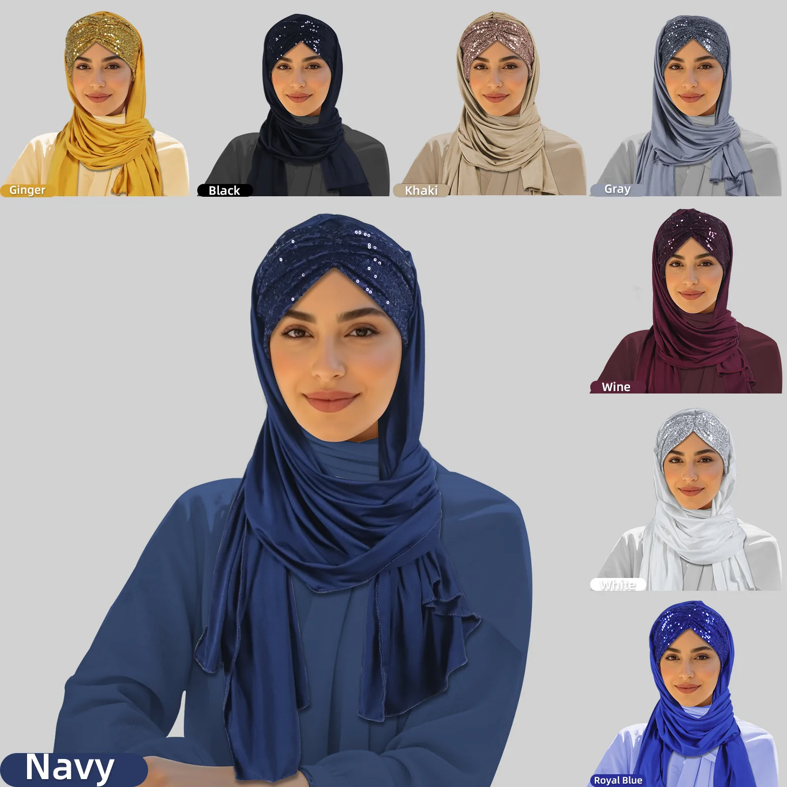 

Мусульманский женский мгновенный шарф с блестками, хиджаб, тюрбан, платок, Рамадан, ислам, молитва, хиджаб, никаб, никаб, вытягивающаяся повязка на голову, Амира