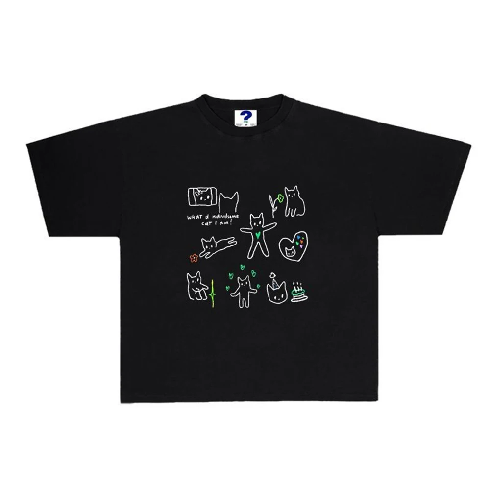 

Men's Y2k Graphic Vintage Short-Sleeved T-Shirt American Fashion Trend Street Loose Breathable Niche Summer New Men's Tops